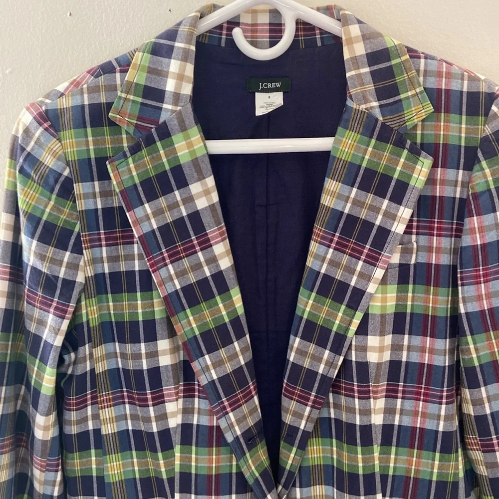 J. Crew Plaid Blazer in Navy, Green & Red